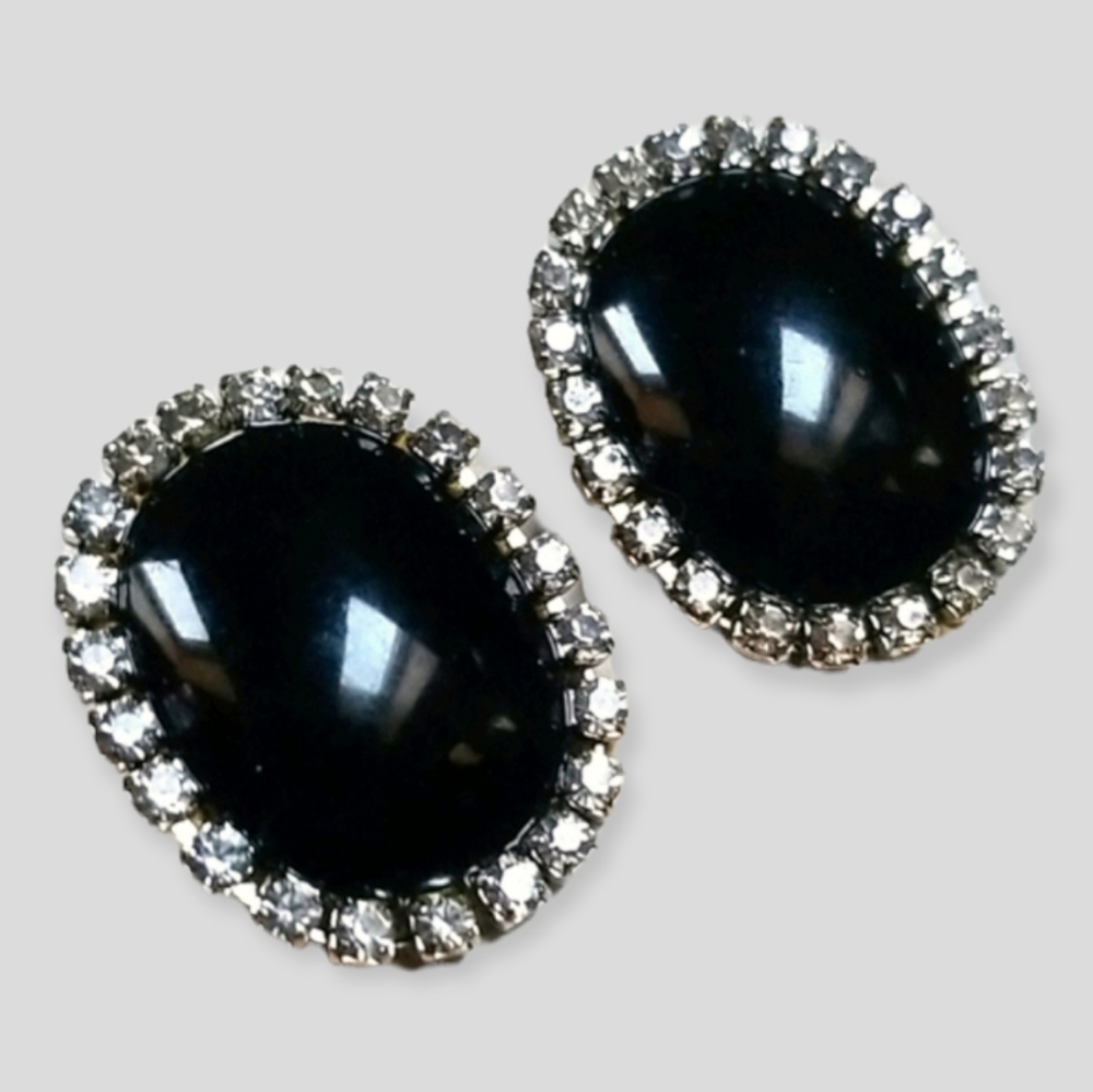 Vintage Acrylic Rhinestone Pierced Earrings